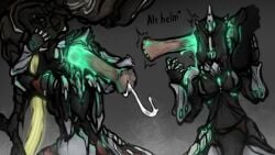 animal_genitalia animal_penis balls bestiality big_balls cum cumshot dagath_(warframe) dandagazz equine_genitalia equine_penis face_fucking female glowing horse horse_penis horsecock kaithe_(warframe) male male/female penis self_upload skull_fucking uncensored warframe