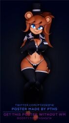 1girls 3d 3d_(artwork) anthro anthro_only armwear big_breasts black_armwear black_legwear black_panties black_thighhighs blue_eyes breasts brown_fur cally3d clazzey clothed clothing cryptiacurves curvy fazclaire's_nightclub female female_only five_nights_at_freddy's fnaf freckles freddy_(fnaf) fredina's_nightclub fredina_(cally3d) frenni_(cryptia) frenni_fazclaire furry furry_only hat hi_res hourglass_figure legwear panties pths scottgames simple_background thick_thighs thighhighs underwear voluptuous wide_hips