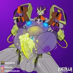 after_sex big_belly big_breasts bugzilla cum_dripping original_character stomach_glow thick_thighs toxitron transformers