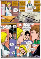 apron ass big_ass big_breasts blonde_hair breasts cheating comic discreenvision female inusen milf mother page_1 part_2 sweat