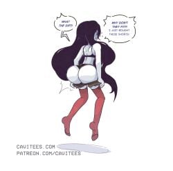 1girls adventure_time ass ass_expansion ass_focus black_hair blush breasts cartoon_network cavitees female grey_body grey_skin looking_back marceline vampire vampire_girl wide_hips