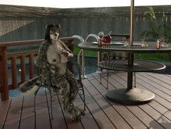 3d_(artwork) 4:3 big_breasts breasts digital_media_(artwork) felid female female_penetrated hi_res jinsariakhavra jushara mammal multiple_poses nipples nude pantherine penetration pinupbug pool pose sitting snow_leopard