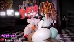 2girls 2girls1boy 3d 3d_(artwork) animated areola areolae ass ass_hole ass_jiggle ass_shake ass_up baby_(fnafsl) babymoonart big_breasts blender blender_eevee bloom bouncing_ass breasts circus_baby circus_baby_(fnaf) clapping_ass cowgirl_position female fit_male five_nights_at_freddy's five_nights_at_freddy's:_sister_location fnaf furry garbagioni glowing_eyes green_eyes hi_res highres huge_ass jiggling_ass loop looping_animation male mp4 multicolored_hair nipples no_sound rckke red_hair robot robot_girl robot_humanoid scottgames scrap_baby scrap_baby_(fnaf) scrap_baby_(rckke) tagme thick_ass threesome tongue_out video video_game_character video_games white_body white_skin