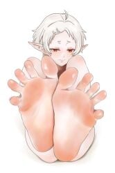 1girls blush elf elf_ears feet feet_up female female_only flexible_toes foot_fetish foot_focus mushoku_tensei shirow_(mha03133) short_hair solo spread_toes sylphiette_(mushoku_tensei) toes white_hair