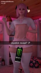 1boy 3d astolfo_(fate) astolfo_monster_cosplay_(meme) cakenite fate_(series) femboy male male_only pink_hair snapchat solo tagme thick_thighs thigh_highs thigh_squish yaoi