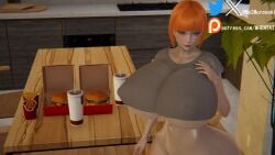 1girls 3d alternate_breast_size bob_cut female female_only honey_select honey_select_2 huge_ass huge_breasts huge_thighs illusion_soft mcdonald's mom_(japanese_mcdonald's_commercial) murasakio_(artist) orange_hair solo tagme yoru_mac