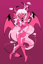 1girls breasts cum cum_on_body demon demon_girl demon_horns demon_tail demon_wings helluva_boss miscon pink_body pink_hair succubus succubus_horns succubus_tail succubus_wings tail verosika_mayday_(helluva_boss) wings