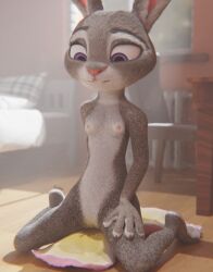 3d anthro blender_(software) bunny_ears diaper dust furry godrays judy_hopps koofey lagomorph naked nude open_diaper peeing render smile urination wet_diaper wetting zootopia