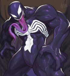 1boy 2022 alien bara barazoku hi_res hidoritoyama highres looking_at_viewer male male_focus male_only manly marvel marvel_comics muscular_male solo solo_male spider-man_(series) symbiote venom venom_(marvel)