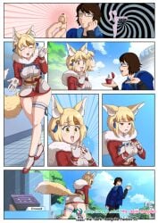 ! 1boy 1girls ass ass_in_dress bangs bare_legs big_ass blonde_hair breasts brown_hair butterfly comic empty_eyes female femsub fingerless_gloves fire_emblem fire_emblem_fates fox_girl glasses gloves good_girl green_eyes grey_panties half-closed_eyes happy kitsune legs male maledom medium_breasts mind_control multicolored_hair nintendo no_panties open_mouth original outdoors panties pantyshot pantyshot_(standing) ring selkie_(fire_emblem) short_hair smile tail textless_version the_dark_mangaka underwear upskirt wedding_ring wife yellow_eyes