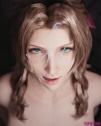 3d aerith_gainsborough arms_behind_back blender cum_on_hair cumshot facial female_only final_fantasy final_fantasy_vii final_fantasy_vii_remake from_above from_above_view fuck_me_eyes green_eyes hair_ribbon licking_cum licking_lips partially_open_mouth pov pov_eye_contact seductive_eyes seductive_gaze seductive_look tipsynd wanting_more white_skin