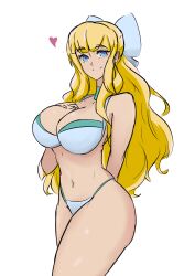 alternate_costume bikini blonde_hair breasts charlotte_(fire_emblem) cleavage female female_only fire_emblem fire_emblem_fates in2naps large_breasts nintendo smile solo swimsuit white_bikini white_swimsuit