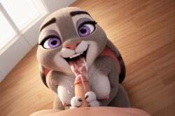 16:9 3d ai_generated anthro breasts buckteeth bunny_ears bunny_girl cum cum_in_mouth cum_in_throat cum_on_breasts cum_on_tongue disney fat_cock female female_focus female_only furry furry_breasts furry_ears furry_female furry_only grey_fur handjob hands_on_penis jerking judy_hopps nude nude_female nude_male nudity pov purple_eyes rabbit rabbit_ears rabbit_girl rabbit_humanoid small_breasts small_nipples stable_diffusion tazillusion topless topless_female wooden_floor zootopia