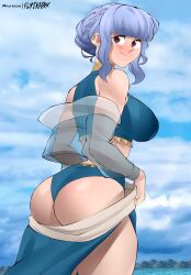 alternate_costume ass bikini blue_bikini blue_hair blue_swimsuit female female_only fire_emblem fire_emblem:_three_houses fire_emblem_heroes flytrapxx marianne_von_edmund marianne_von_edmund_(summer) nintendo official_alternate_costume solo swimsuit