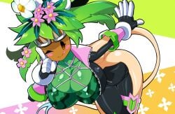 big_ass big_breasts blaster_master_zero_2 donya_0818 green_skin kanna_(blaster_master) plant_girl plant_humanoid plantie tagme