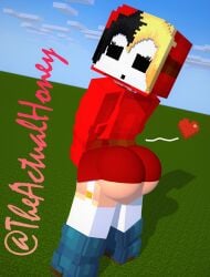 1girls 3d 3d_(artwork) big_ass big_breasts big_butt black_and_blonde_hair honey_(tah) mario_(series) mine-imator minecraft shy_gal tease theactualhoney