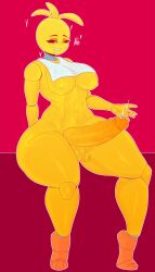 1futa areolae balls breasts erection five_nights_at_freddy's futa_only futanari huge_cock humanoid humanoid_penis jacksito_(artist) nipples nude penis sitting solo thick_thighs toy_chica_(fnaf) wide_hips yellow_body