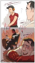 ahe_gao devil gay gay_sex glasses half_hihat male male_only medic_(team_fortress_2) satan satan_(team_fortress_2) scout_(team_fortress_2) team_fortress_2 tf2 the_devil the_devil_(team_fortress_2) voice_actor_connection