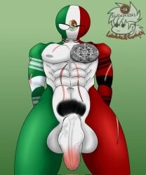 1boy balls belly_button big_penis countryhumans green_background lol luisartz_(artist) male male_only markings meme messirve mexico_(countryhumans) multicolored_body multicolored_skin national_personification no_pupils penis pubic_hair scars shitpost simple_background tattoo tattoo_on_chest testicles watermark white_eyes xd