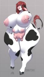 above_average_crotchboobs abstract_background animal_print anthro ass big_breasts big_butt bovid bovine breasts cattle chatski cow_print crotchboobs female full-length_portrait fur hair hooves huge_breasts long_hair mammal multi_breast nipples non-human_areolae pink_nipples pink_nose portrait red_hair smile solo spots spotted_body spotted_fur tail tail_tuft teats tuft udders white_body wide_hips