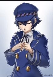 animated breasts breasts_out gif kukimoonie live2d persona persona_4 presenting_breasts shirogane_naoto solo