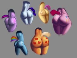 2018 anthro anthrofied applejack_(mlp) ass big_butt cutie_mark earth_pony equid equine faceless faceless_character female fluttershy_(mlp) friendship_is_magic group hasbro hi_res horn horse huge_butt joenobody mammal mane_six_(mlp) my_little_pony mythological_creature mythological_equine mythology pinkie_pie_(mlp) pony rainbow_dash_(mlp) raised_tail rarity_(mlp) tail twilight_sparkle_(mlp) unicorn