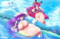 2girls alternate_version_available ass background_characters big_ass big_breasts big_butt bikini book breasts breasts_bigger_than_head bubble_butt clothing co03but curvaceous curvy curvy_figure demon demon_girl drink female female_only flandre_scarlet floatie floating hand_on_hip hatsune_miku hong_meiling huge_ass huge_breasts koakuma long_hair looking_over_eyewear looking_over_sunglasses marisa_kirisame mostly_clothed oerba_yun_fang open_mouth patchouli_knowledge purple_eyes purple_hair red_eyes red_hair reimu_hakurei remilia_scarlet sakuya_izayoi soda succubus sun_hat sunglasses tagme thick_thighs tinted_eyewear touhou vocaloid voluptuous voluptuous_female