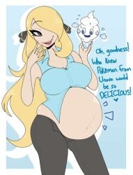 big_belly cynthia_(pokemon) fat fat_female fat_fetish fatty nyanilla_ overweight pokemon pokemon_bw pokemon_bw2 tagme vanillite vore