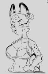 anthro big_breasts bikini billie_bust_up drawing elaine_corso_(billie_bust_up) felid felid_humanoid feline feline_humanoid fur furry furry_breasts furry_female furry_only serval sex