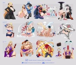 absurd_res acrylictoon anthro ass balls big_breasts bonne_jenet breasts cleavage clothed clothing cogita_(pokemon) cynthia_(pokemon) diantha_(pokemon) eyes_popping_out fairy_tail female female_penetrated garchomp generation_4_pokemon genitals group hi_res huge_breasts human king_of_fighters lactating lactating_in_mouth lactation lucario lucy_heartfilia male male/female male_penetrating male_penetrating_female mammal nintendo nipples pain penetration penis pokemon pokemon_(species) pokemon_champion ryona sex toony trio