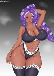 1girls arm_behind_head big_breasts blacked bra cleavage dark-skinned_female dark_skin daruko536 drill_hair female female_only hand_behind_head horns indie_virtual_youtuber long_hair looking_at_viewer mommaocco octopus_girl octopus_humanoid panties purple_eyes purple_eyeshadow purple_hair purple_lipstick raceplay smiling smiling_at_viewer solo tail tentacle_hair thick_thighs thighhighs very_high_resolution virtual_youtuber wide_hips