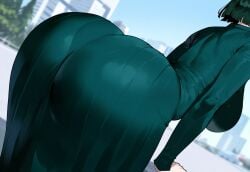 ai_generated ass ass_focus bent_over big_ass big_butt black_hair bubble_ass bubble_butt creamy_ai curvy dress fat_ass from_behind fubuki_(one-punch_man) green_dress green_hair huge_ass huge_breasts impossible_clothes impossible_dress large_ass narrow_waist one-punch_man round_ass round_butt sideboob thiccwithaq_(ai_style) thick_ass thick_thighs wide_hips