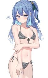 1girls bare_skin bikini blue_hair coha350 female female_focus female_only hololive hololive_japan hoshimachi_suisei light-skinned_female looking_at_viewer shy small_breasts solo swimsuit tagme virtual_youtuber