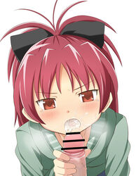 10s 1boy 1boy1girl 1girls 2011 before_fellatio blowjob bow casual censored cum cum_in_mouth cute_fang fellatio female hairbow hetero human human_only katou_kaiou licking licking_penis long_hair mahou_shoujo_madoka_magica male open_mouth oral oral_sex penis ponytail pov pov_eye_contact puella_magi_madoka_magica red_eyes red_hair sakura_kyouko tear tied_hair unseen_male_face