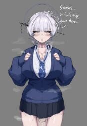 1futa cleavage clothing dialogue futa_only futanari huge_breasts itokonoue_kaoru kida_eve project_kv school_uniform solo solo_futa text voluptuous white_hair