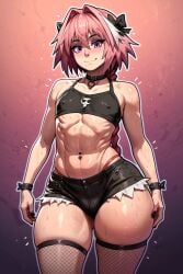 1boy 1femboy ai_generated astolfo_(fate) big_thighs fate/grand_order fate_(series) femboy fishnets gigantic_thighs girly goth goth_boy goth_femboy huge_thighs large_thighs male male_only massive_thighs navel navel_piercing thick_thighs thighs trap xwaifuai