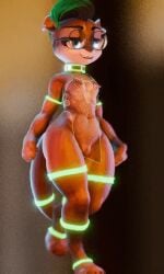 animated anthro artist_request choker female female_only furry furry_only highres neon_lights nipple_piercing nipples smile stripper walking whore