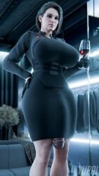 1futa 3d 3d_(artwork) circumcised clothed_futanari exposed_penis futa_only futanari hung hung_futanari jill_valentine jill_valentine_(sasha_zotova) light-skinned_female light-skinned_futa resident_evil resident_evil_3 resident_evil_3_remake solo solo_futa video_game_character yupal