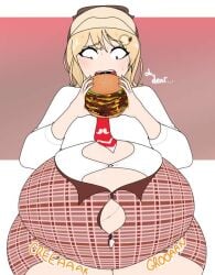 big_belly burger english_text fat fatty hamburger hololive hololive_english huge_belly nyanilla_ solo tagme virtual_youtuber wardrobe_malfunction watson_amelia