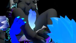 16:9 2_penises bed black_body blue_claws blue_hair blue_markings breasts claws closed_eyes diphallia diphallism dragon duo eyewear feet female fluffy fluffy_chest foot_fetish furniture genitals glasses hair happy hi_res holding_leg lox_(loxthewicker) loxthewicker lying male male/female markings multi_genitalia multi_penis mythological_creature mythological_scalie mythology novabeast on_back on_lap pawpads paws paws_in_face penis purple_markings purple_pawpads scalie sitting sitting_on_another sitting_on_lap tail white_body widescreen