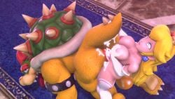 1boy 1futa 3d anal anal_sex anthro blonde_hair bowser breasts cum cum_in_anus cum_inside doggy_style duo ejaculation futa_on_male futanari interspecies koopa male male/futa mario_(series) nintendo nipples open_mouth orgasm penis princess_peach reptile scalie sex shell spiked_shell tail theboobedone tongue tongue_out