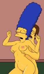 1boy 1girls 20th_century_fox 20th_century_studios blue_hair breast_grab breasts brown_hair cheating cheating_wife closed_eyes duo facial_hair female glasses human human_on_human indoors lockandlewd male male/female male_focus marge_simpson moustache ned_flanders nipples nude nude_female open_mouth sex straight straight_sex the_simpsons yellow_skin