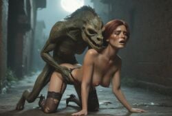 ai_generated feral_on_female feral_on_human interspecies lizardman noone3d triss_merigold zoophilia