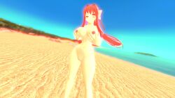 3d artist_request beach doki_doki_literature_club female female_focus female_only garry's_mod human human_only light-skinned_female light_skin monika_(doki_doki_literature_club) nude nude_female source_request white_bow