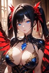 ai_generated female large_breasts light-skinned_female marinette marinette_cheng marinette_dupain-cheng miraculous_ladybug twintails wings