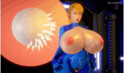 3d animated big_breasts blonde_female blonde_hair blonde_hair_female cum cum_over_body exposed_breasts impregnation samus_aran x-ray zero_suit zero_suit_samus しるうまる_(artist)