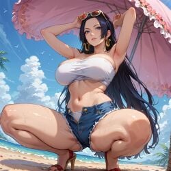 ai_fishball ai_generated boa_hancock female female_only jean_shorts one_piece