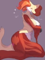 2022 absurd_res anthro areola blush breasts canid delphox digital_media_(artwork) female female_anthro fur generation_6_pokemon hi_res japanese_text kemono looking_at_viewer mammal mature_anthro mature_female multicolored_body multicolored_fur nintendo nipples pokemon pokemon_(species) solo tail tan_areola tan_nipples text tubasa