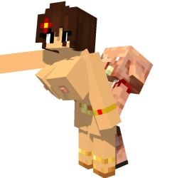 1boy 1girls age_difference big_breasts breeding brown_hair consent erect_nipples gold golden_bikini horny_male huge_breasts milf mine-imator minecraft naked_breasts no_background pig_ears piglin red_clothing sex sex_from_behind size_difference smaller_male standing standing_sex taller_girl