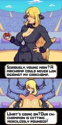 baldur_89 big_breasts blonde_female blonde_hair cleavage clenched_teeth cynthia_(pokemon) doggy_style domination finger_in_mouth fingers fingersmile fishhooking forced forced_smile fourarms instant_loss_2koma machamp male/female maledom muscular muscular_male pixel_art pokemon pokephilia public public_exposure public_humiliation public_sex rape spectators surrounded